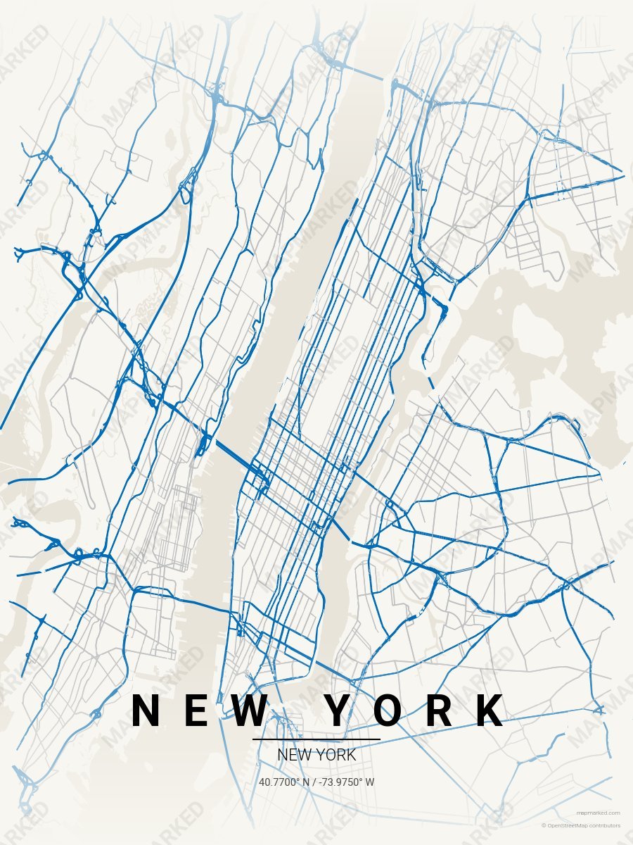 Cream, Blue & Silver Icon style sample on New York New