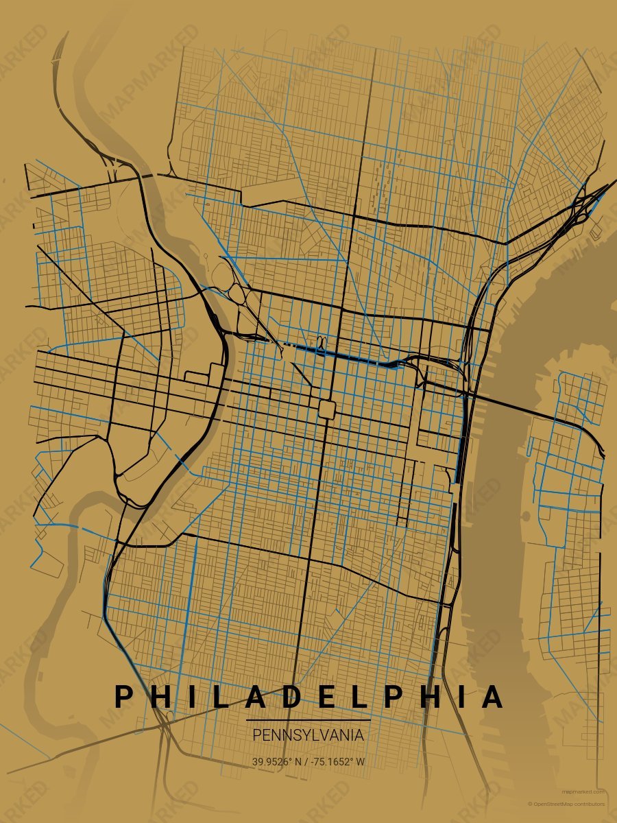Gold, Black & Blue Verve style sample on Philadelphia