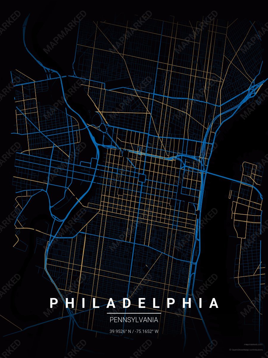 Black, Blue & Gold Craft style sample on Philadelphia