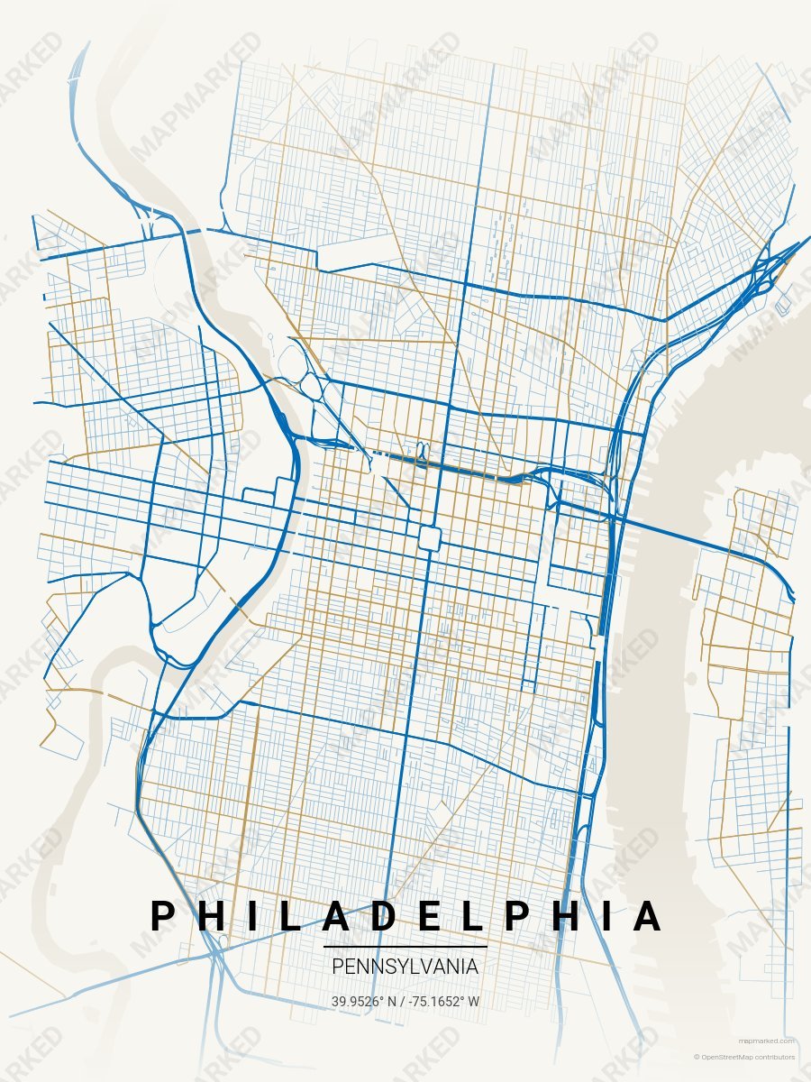 Cream, Blue & Gold Cadence style sample on Philadelphia