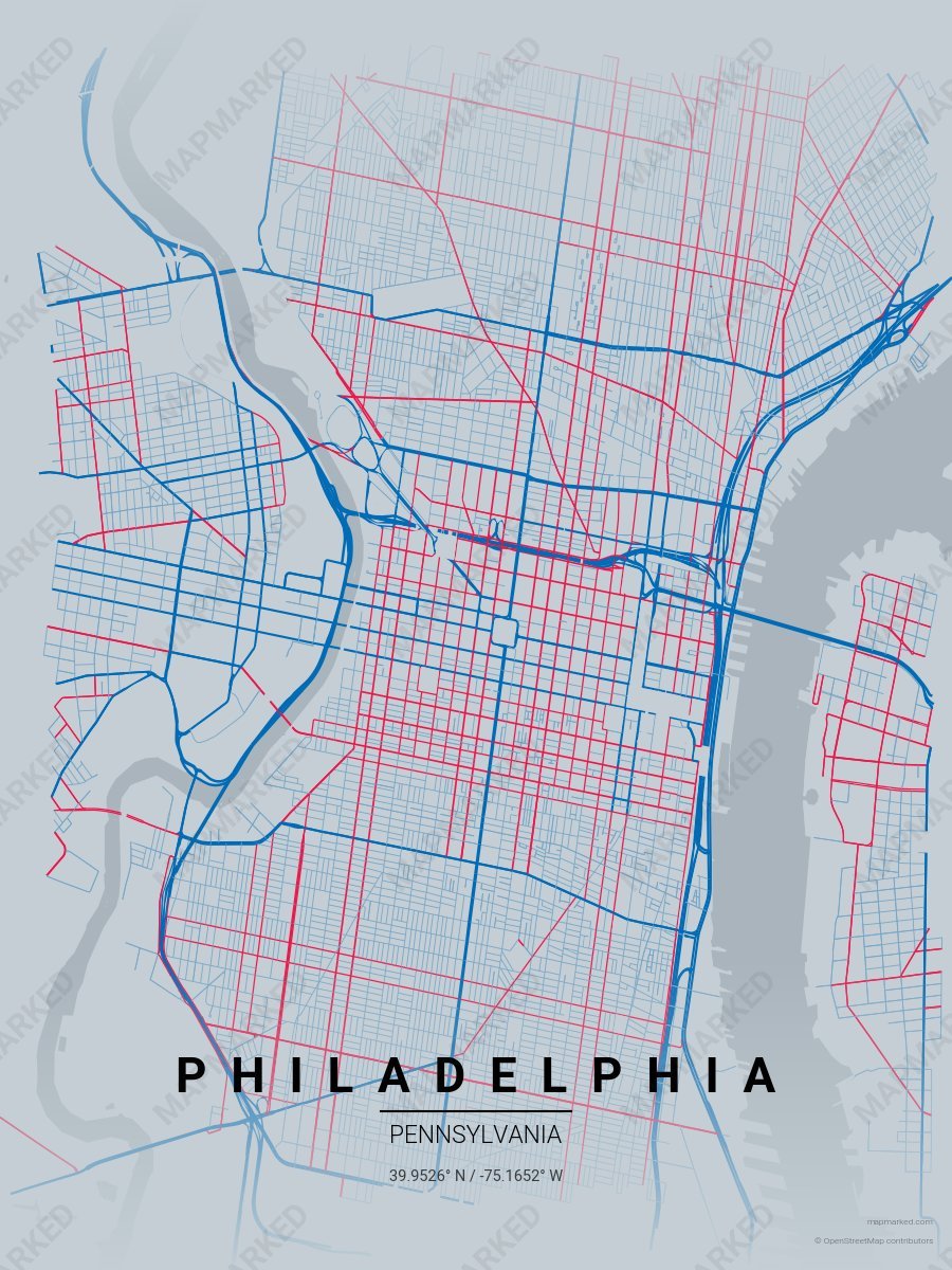 Silver, Blue & Red Muse style sample on Philadelphia