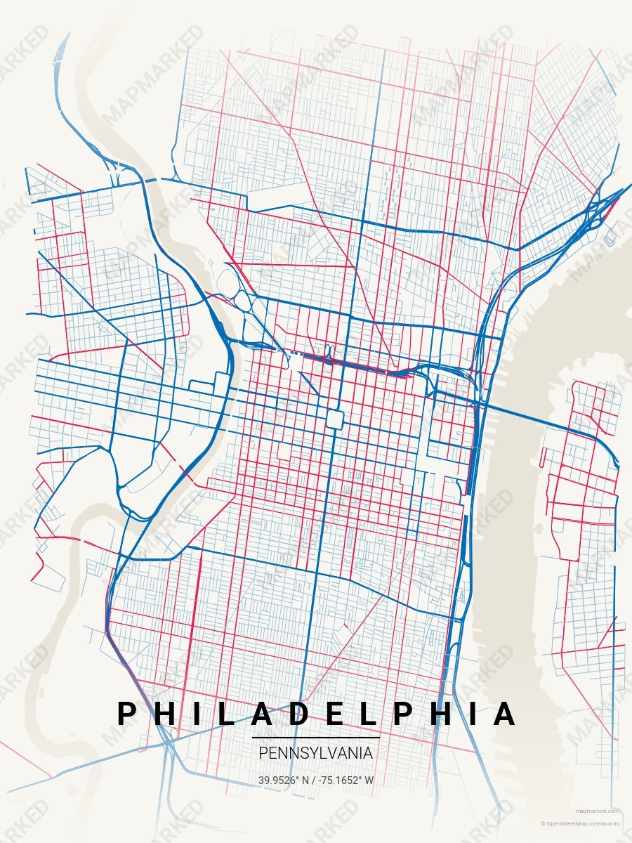 Cream, Blue & Red Cadence style sample on Philadelphia