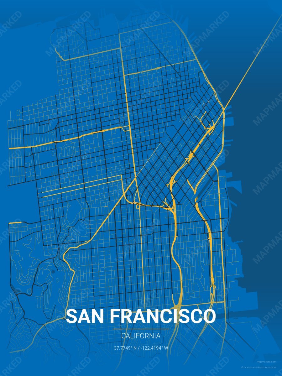 Royal Blue, Yellow & Slate Statement style sample on San Francisco