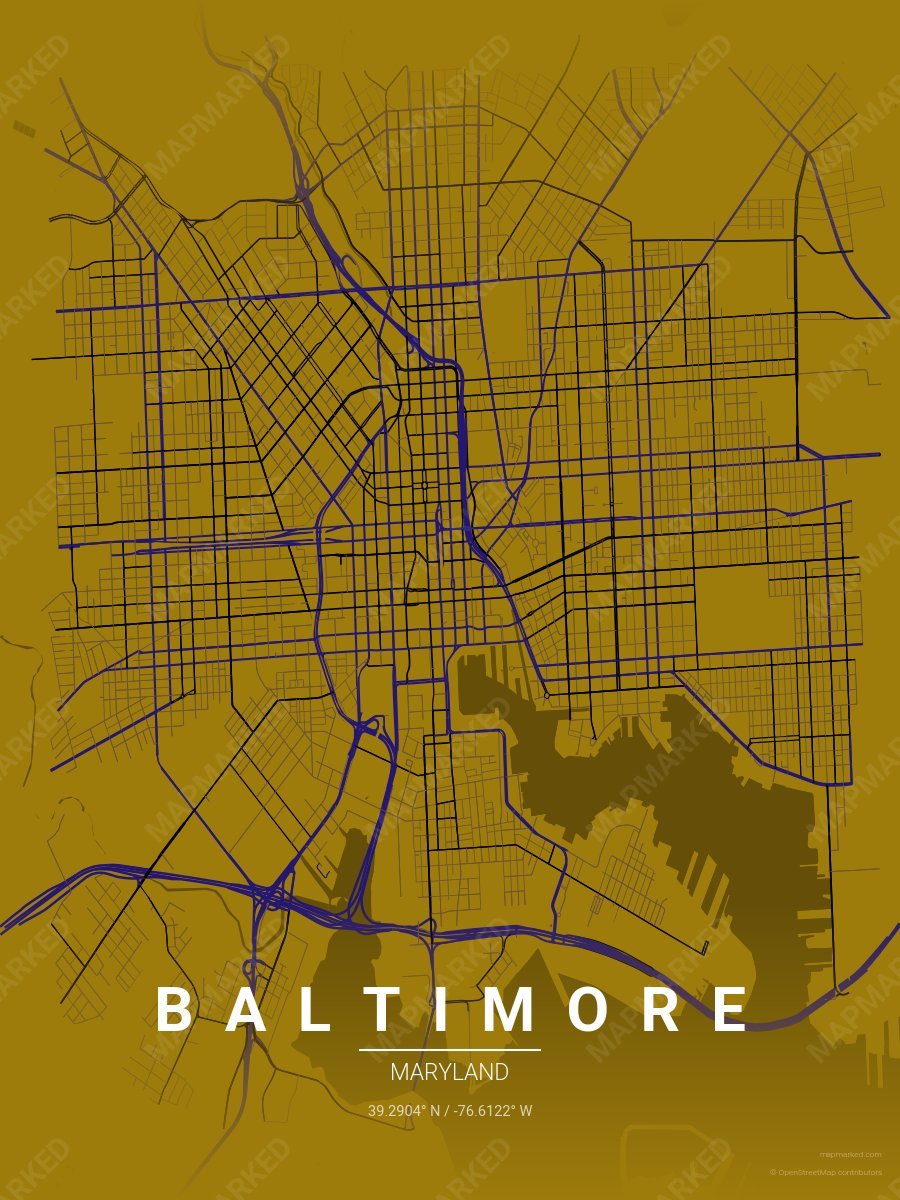 Metallic Gold, Purple & Black Statement style sample on Baltimore