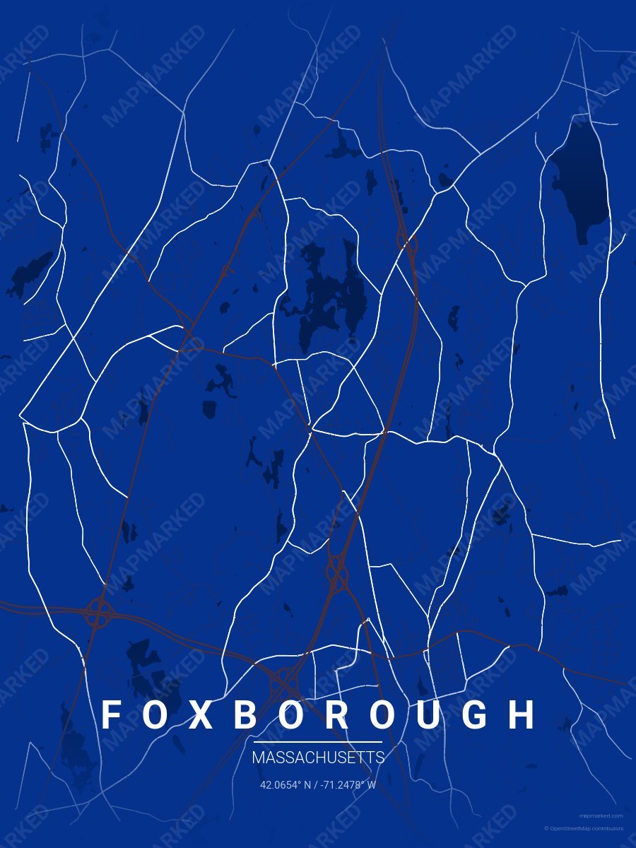 Blue, Brown & White Motif style sample on Foxborough
