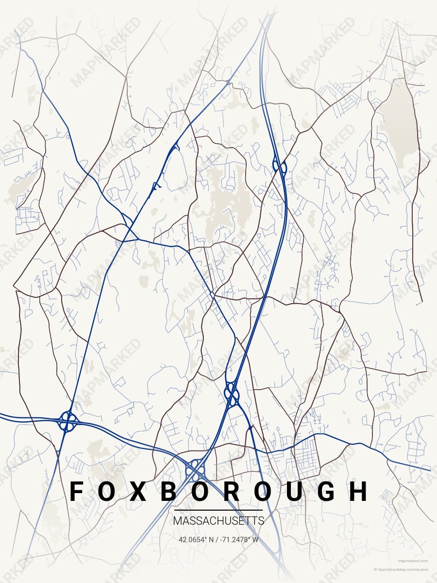 White, Blue & Brown Modern style sample on Foxborough