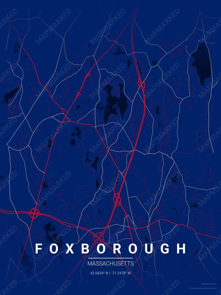 Blue, Red & Silver Vista style sample on Foxborough