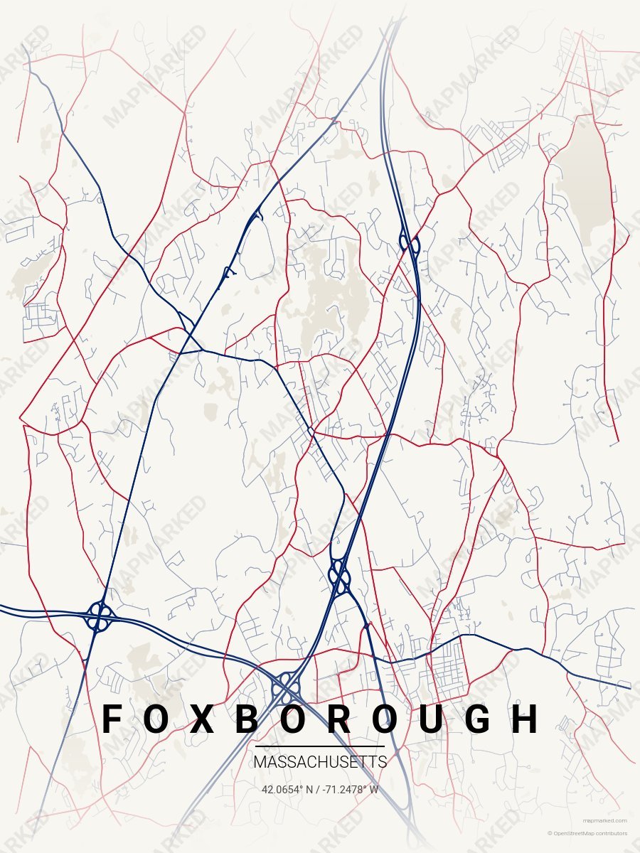 Cream, Blue & Red Nova style sample on Foxborough