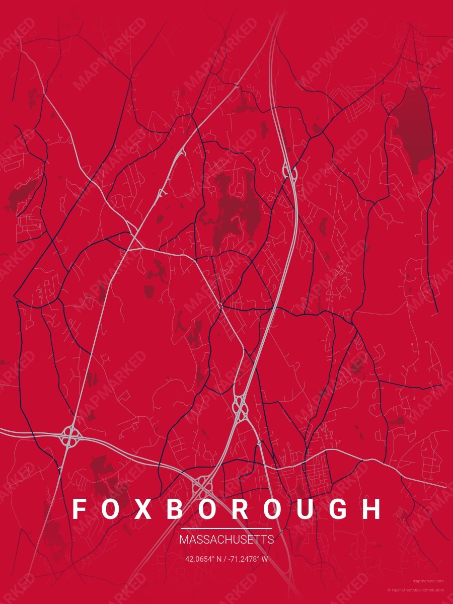 Red, Silver & Blue Contrast style sample on Foxborough