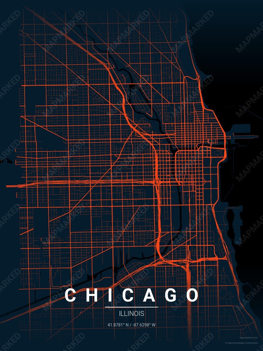 Navy & Orange Verve style sample on Chicago
