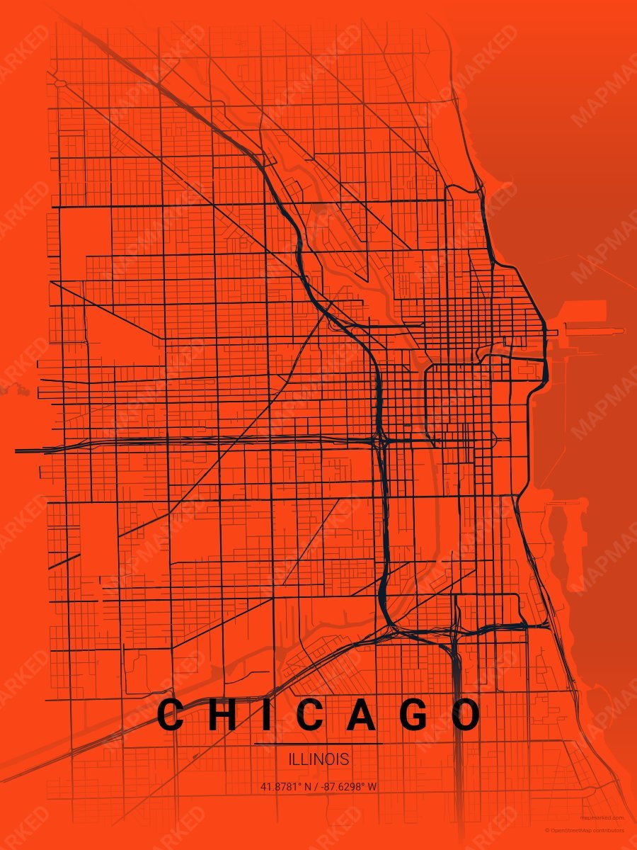 Orange & Navy Verve style sample on Chicago