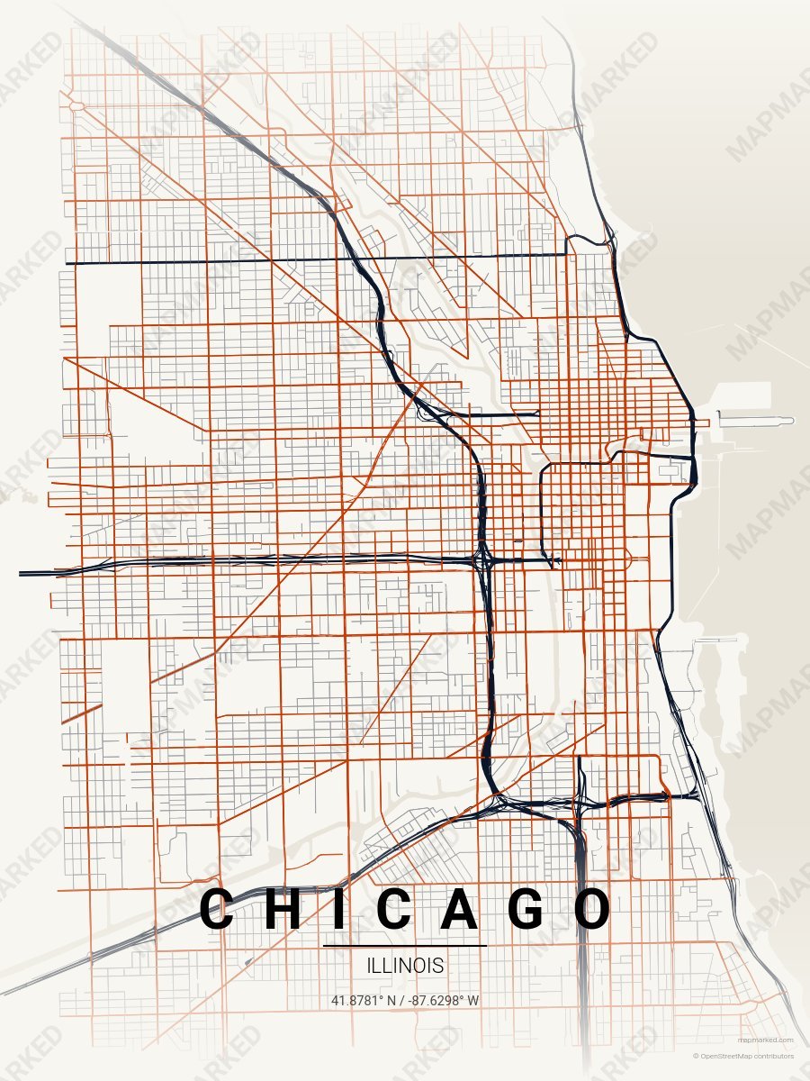 Cream & Dark Navy Icon style sample on Chicago