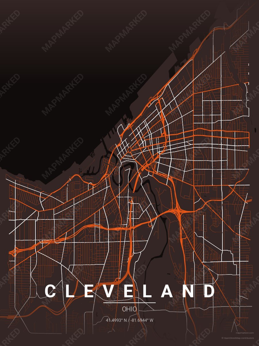 Brown, Orange & White Motif style sample on Cleveland