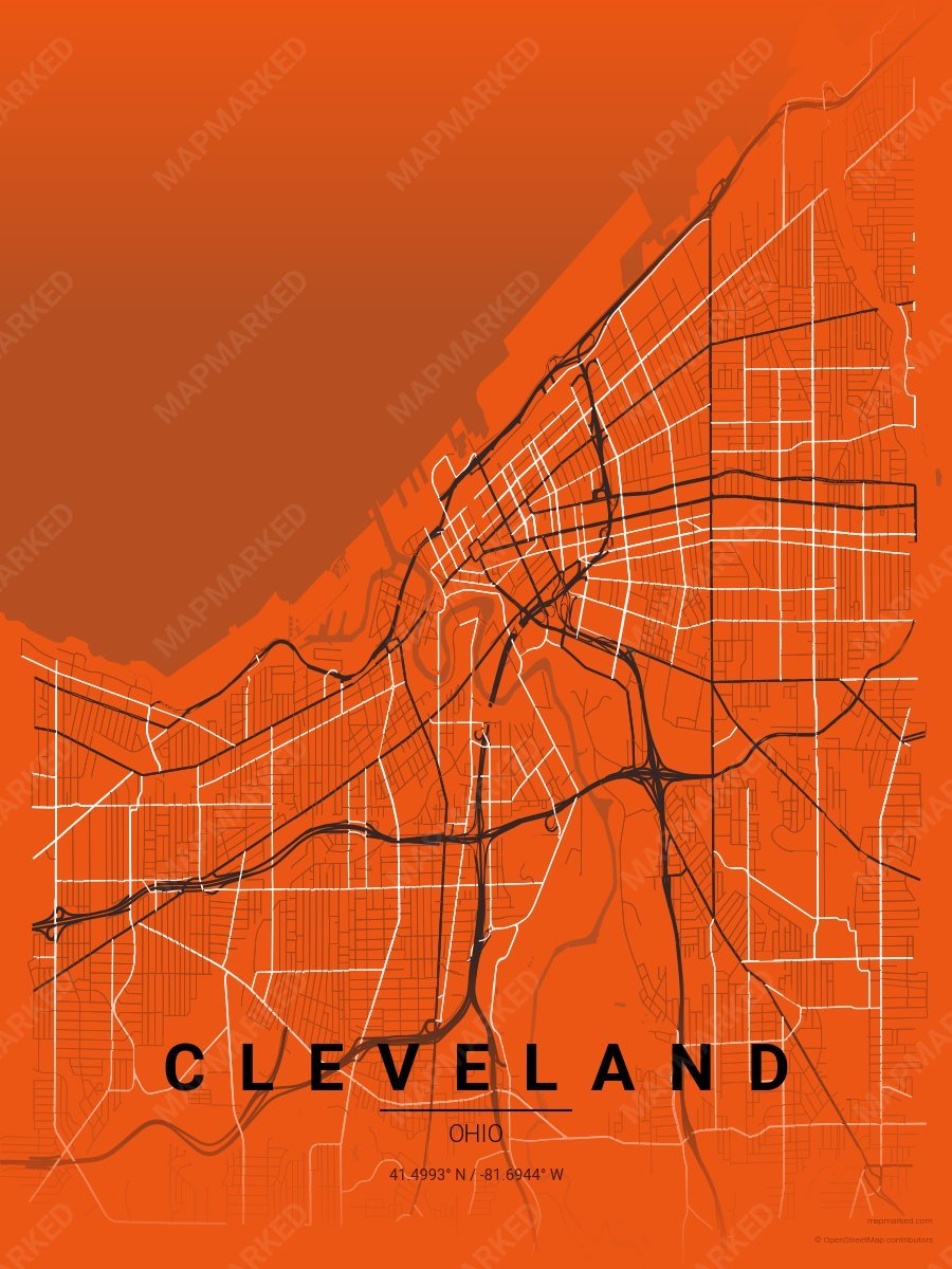 Orange, Brown & White Standard style sample on Cleveland