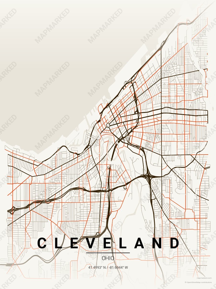 White, Dark Brown & Orange Verve style sample on Cleveland