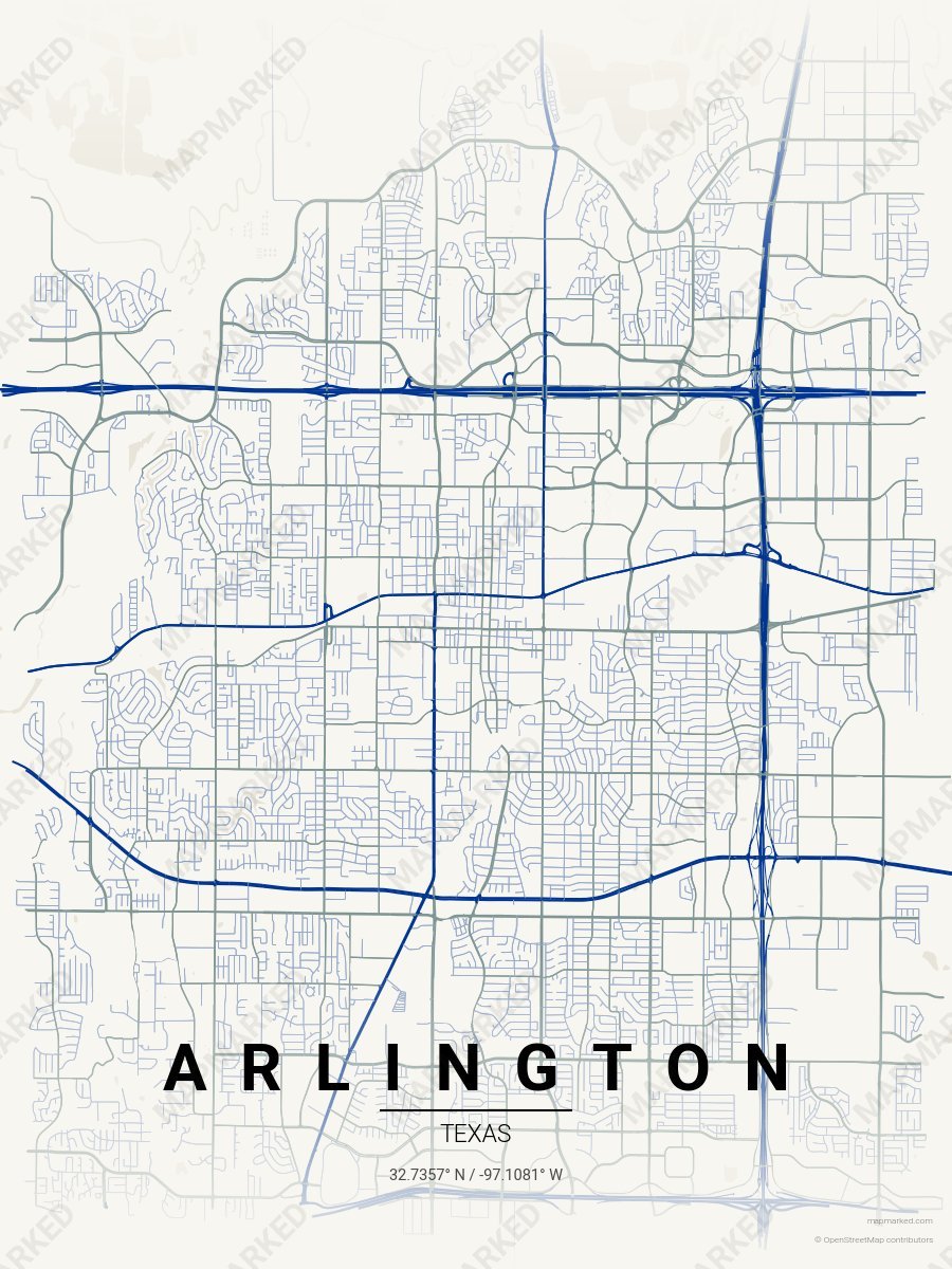 White, Royal Blue & Green Standard style sample on Arlington