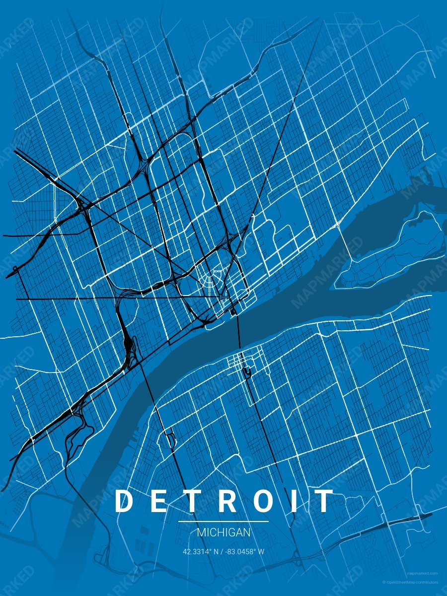 Blue, Black & White Contrast style sample on Detroit