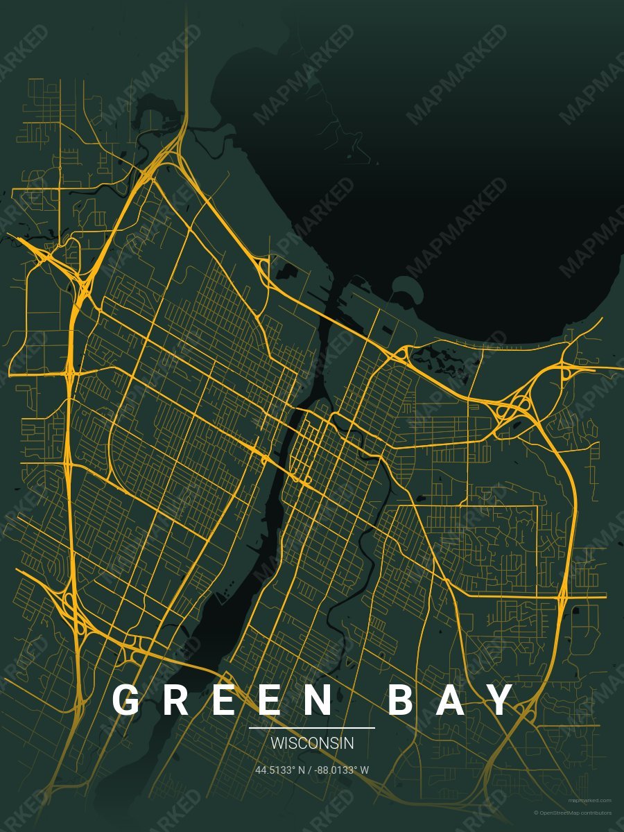 Dark Green & Gold Classic style sample on Green Bay