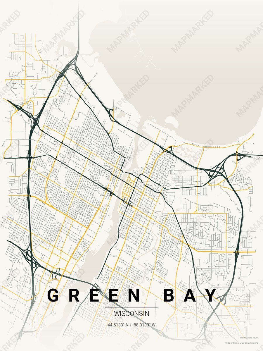 Cream & Dark Green Classic style sample on Green Bay