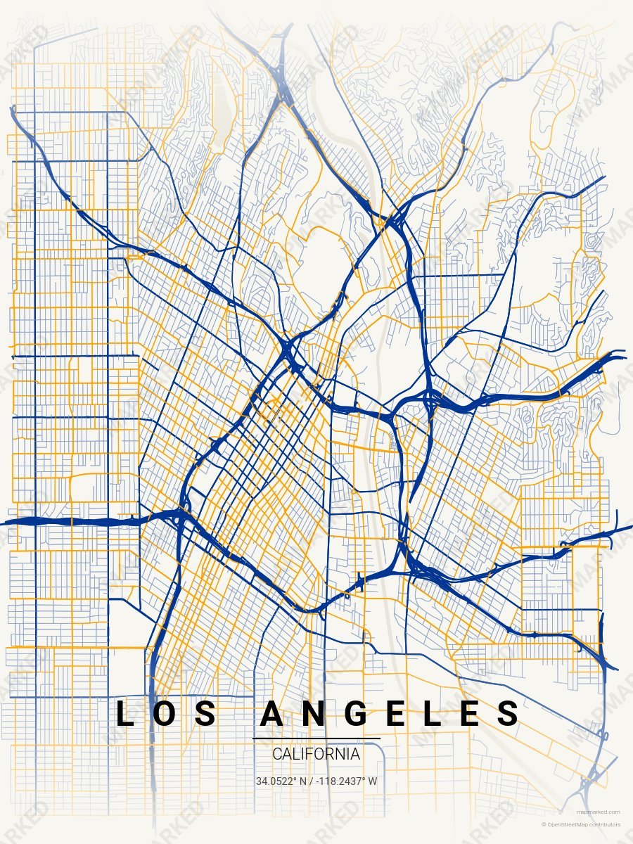 White, Blue & Gold Range style sample on Los Angeles