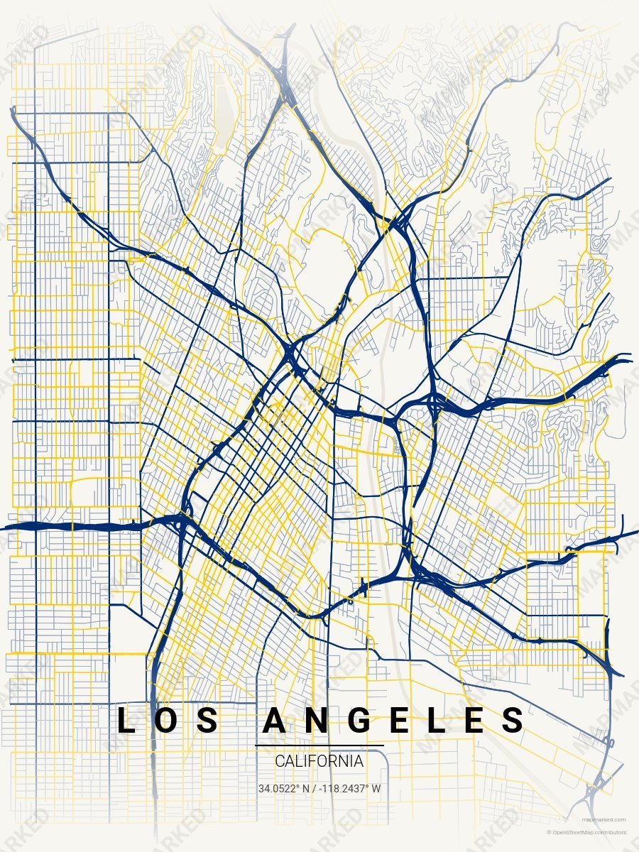 Cream & Royal Blue Motif style sample on Los Angeles