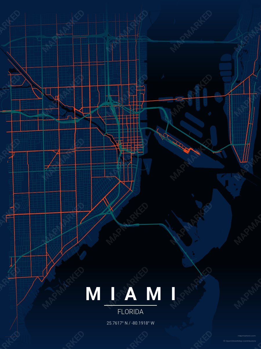 Blue, Aqua & Orange Aura style sample on Miami