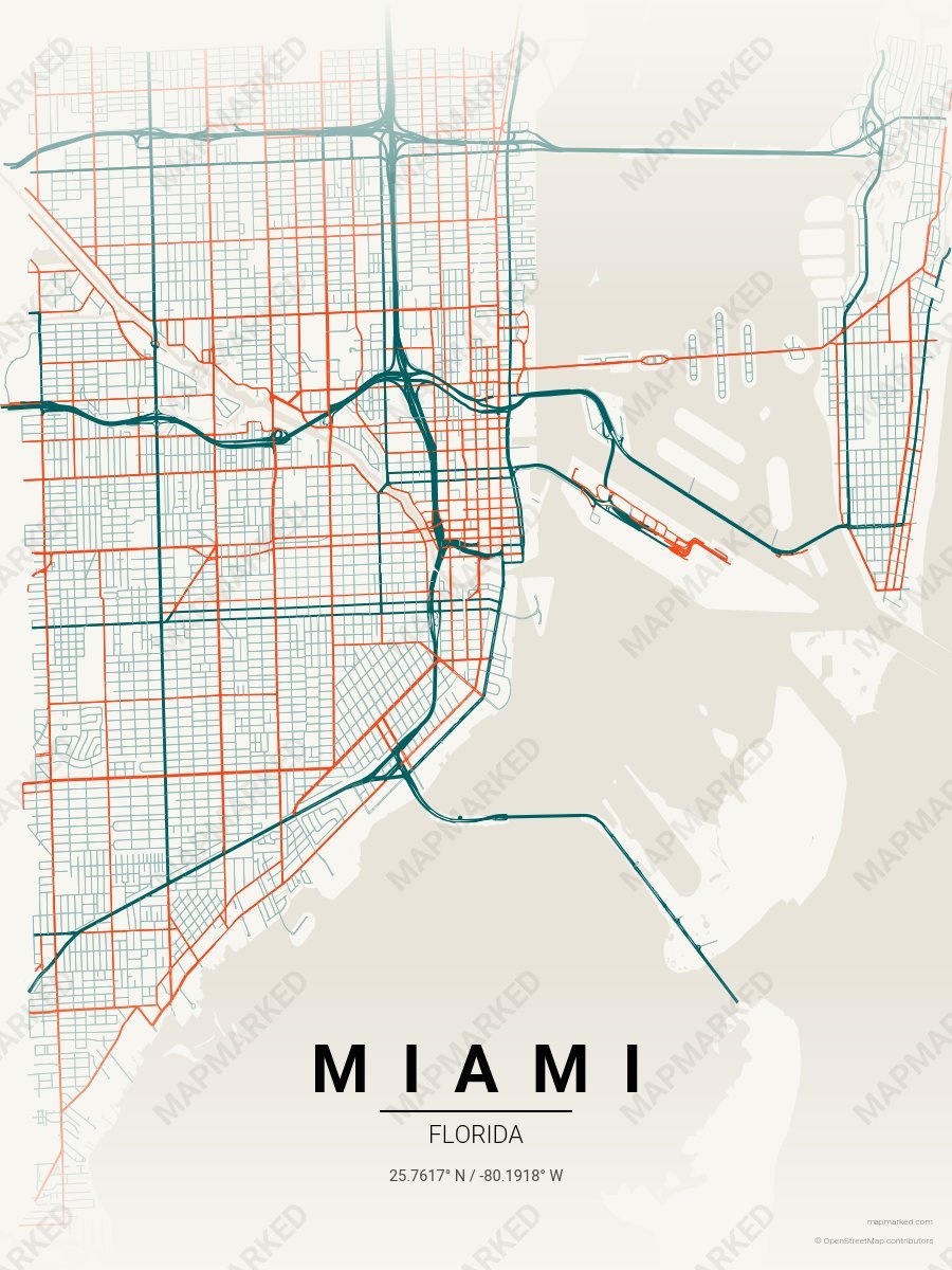 Cream, Aqua & Orange Craft style sample on Miami