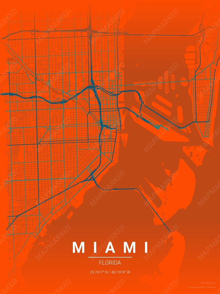 Orange, Blue & Aqua Heritage style sample on Miami