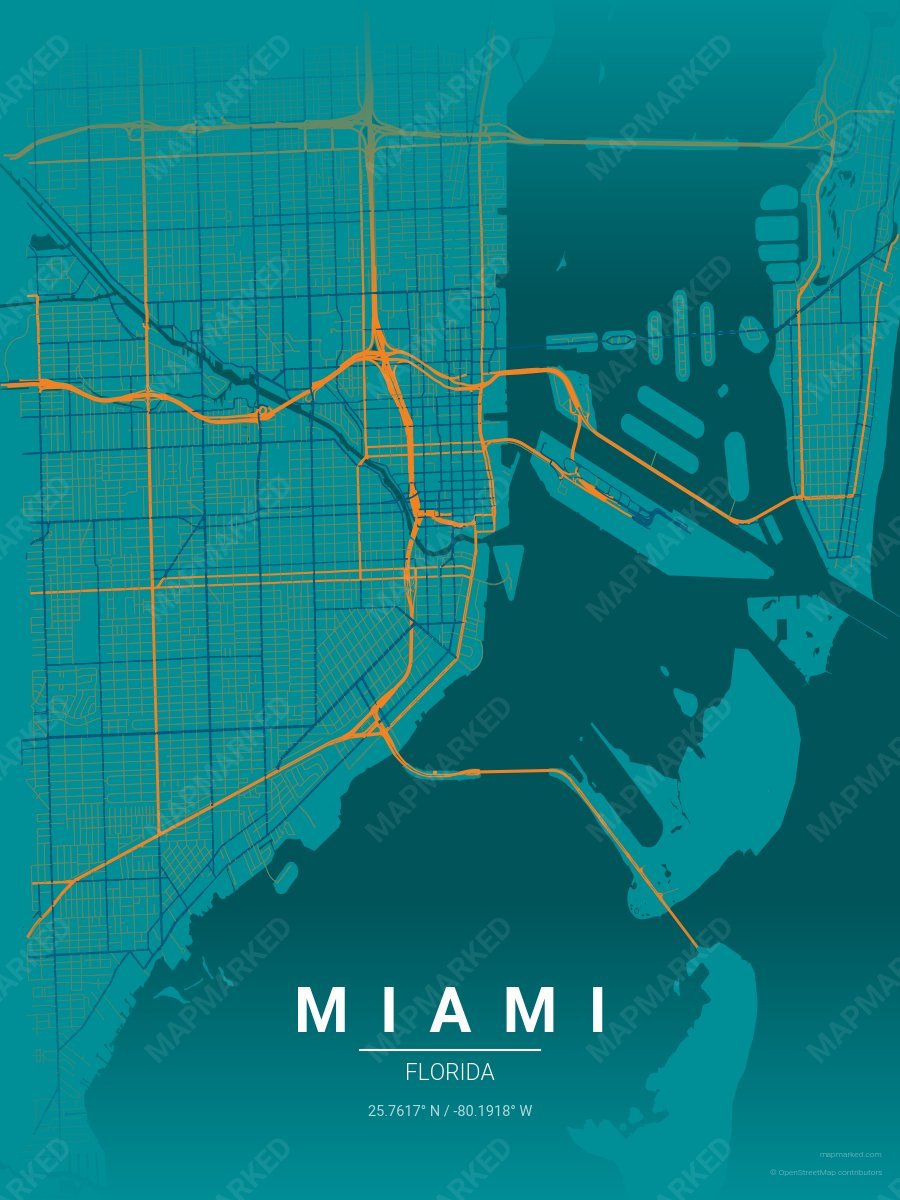 Aqua, Orange & Blue Loft style sample on Miami