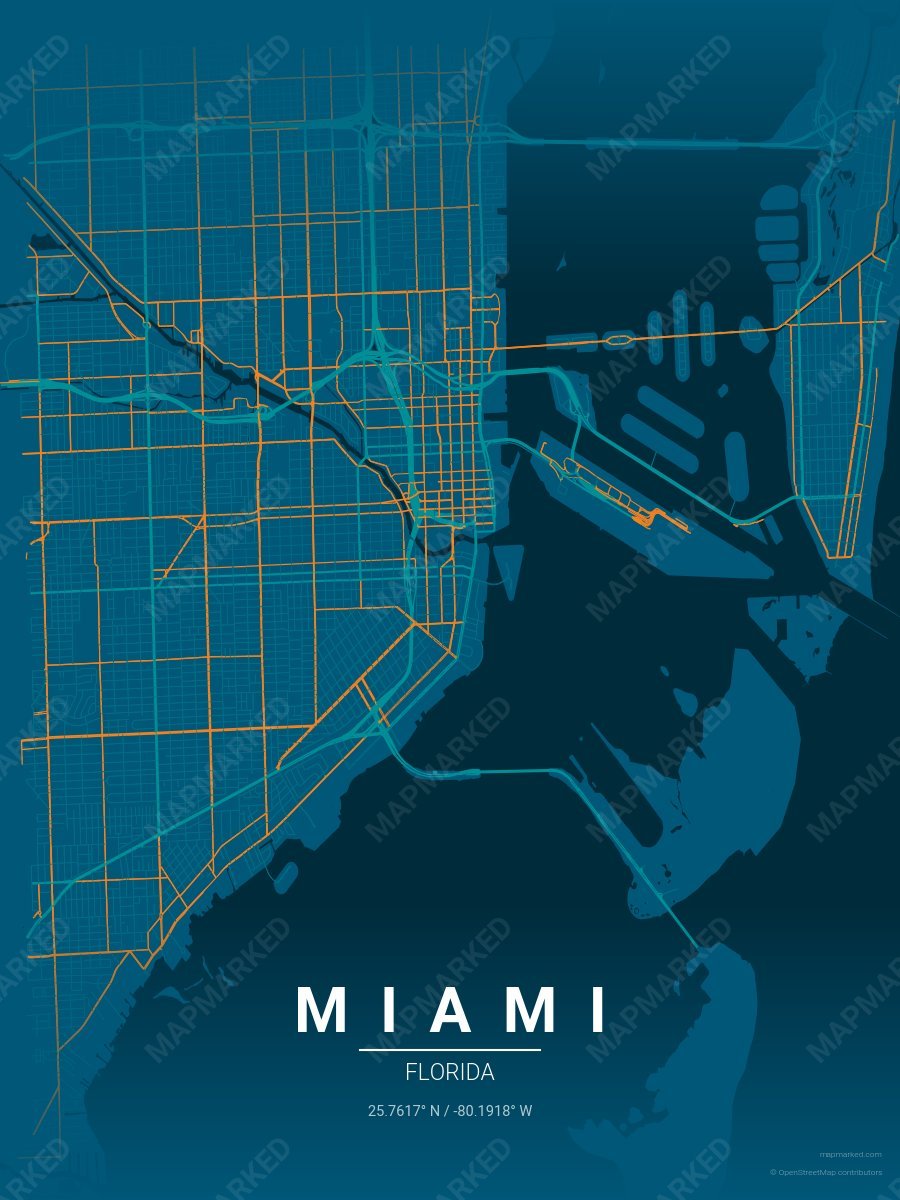Blue, Aqua & Orange Ethos style sample on Miami