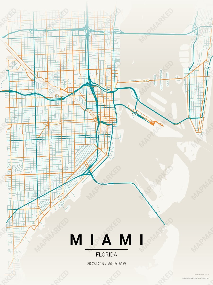 Cream, Aqua & Orange Prime style sample on Miami