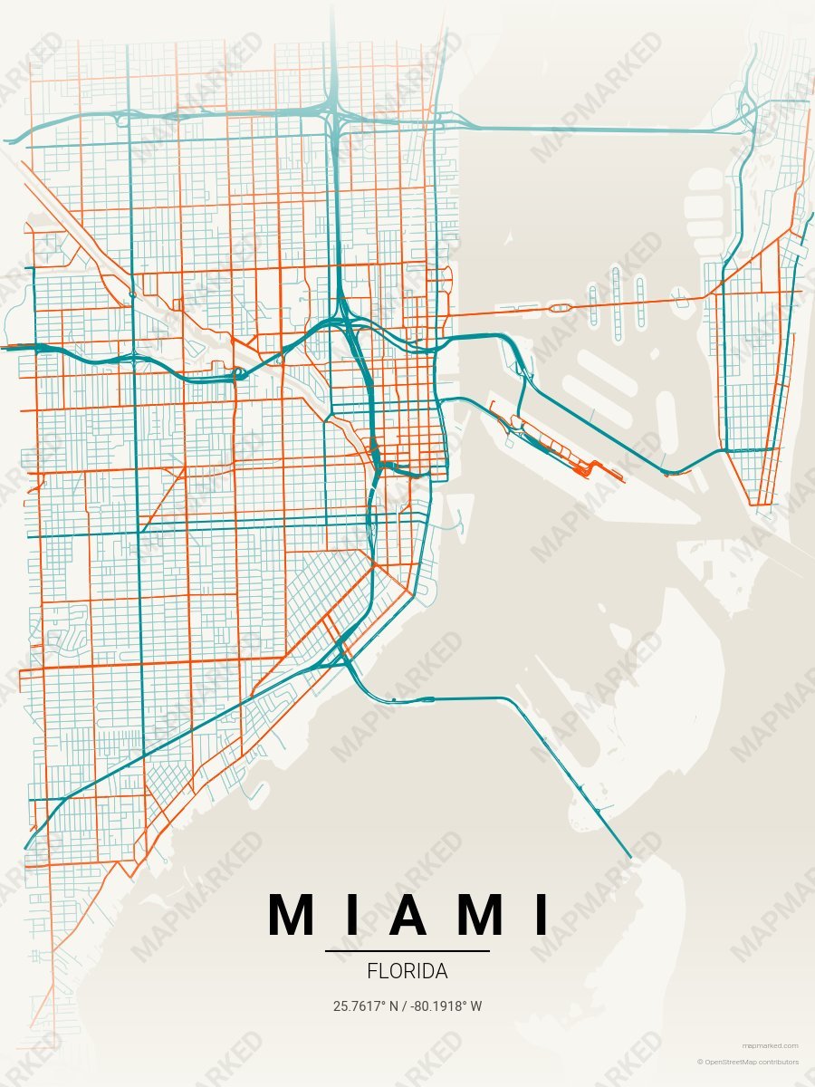 Cream, Aqua & Orange Nova style sample on Miami