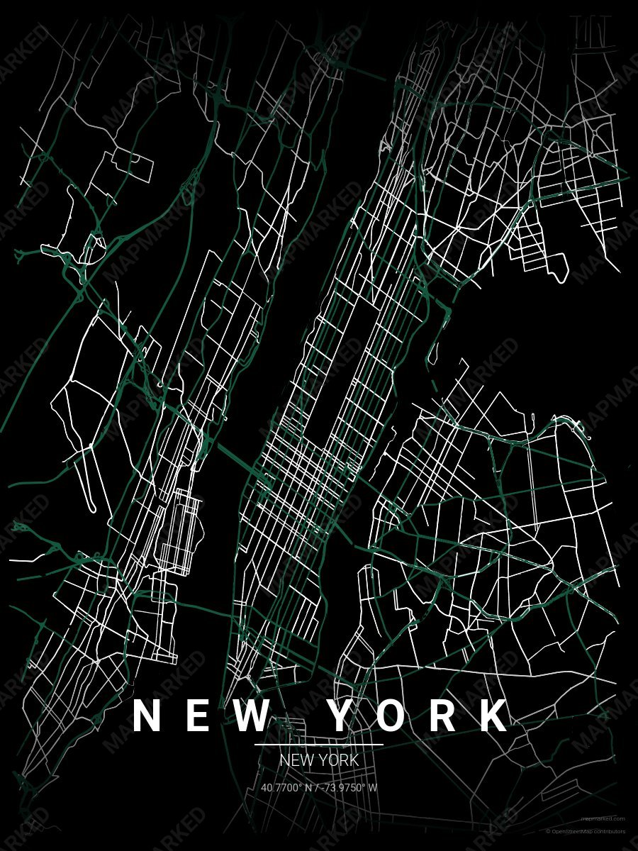Black, Green & White Craft style sample on New York New