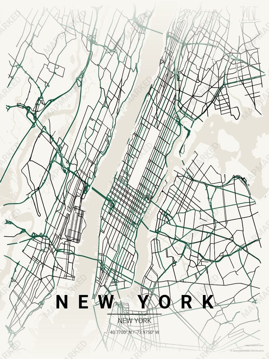 White, Green & Black Ethos style sample on New York New