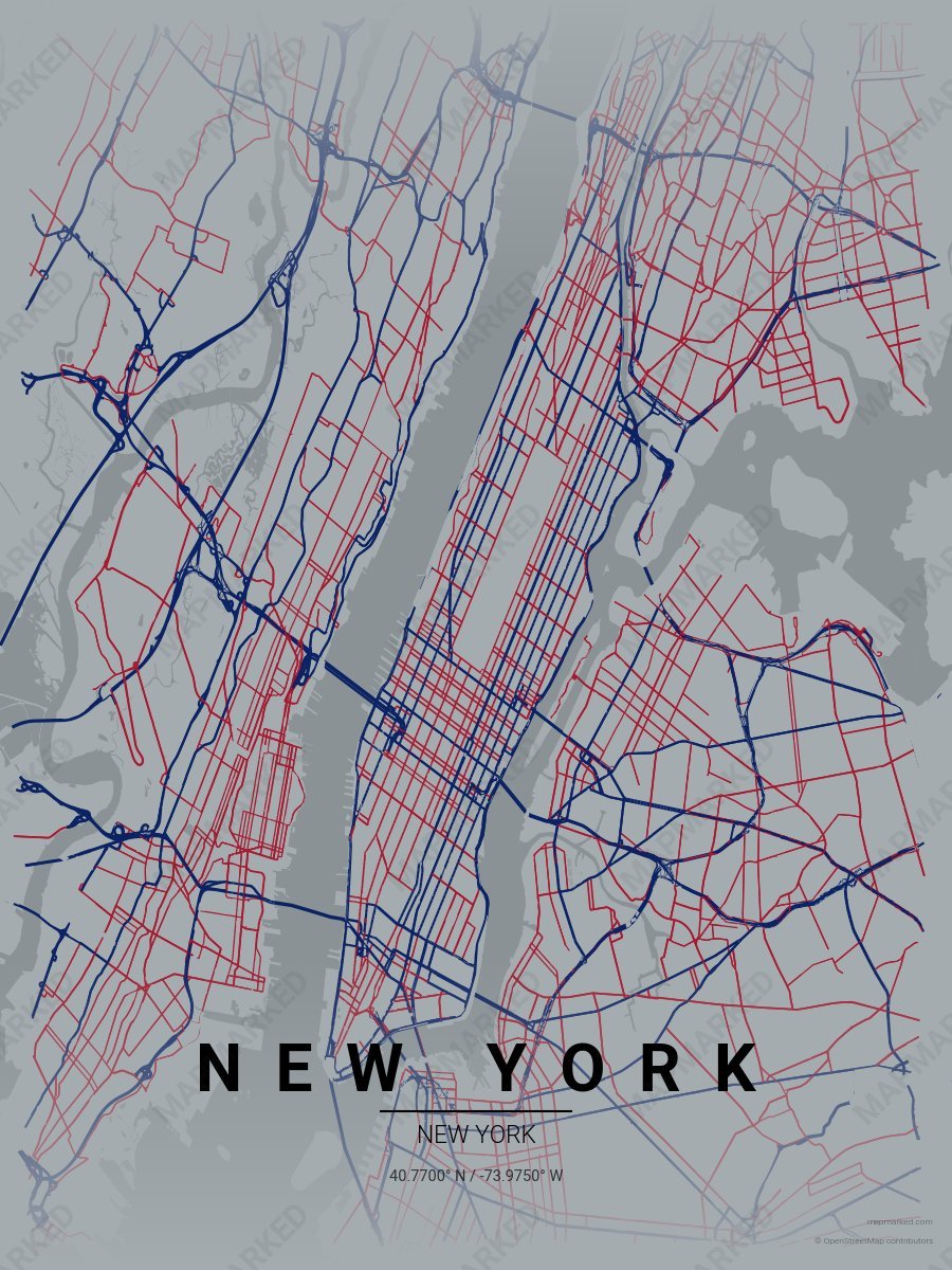 Gray, Dark Blue & Red Heritage style sample on New York New