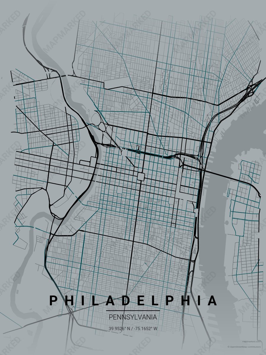 Silver, Black & Green Range style sample on Philadelphia