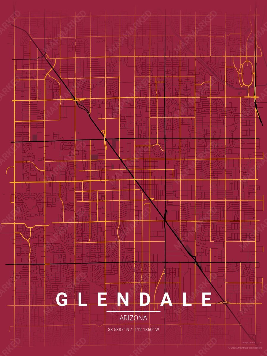 Crimson, Black & Yellow Icon style sample on Glendale