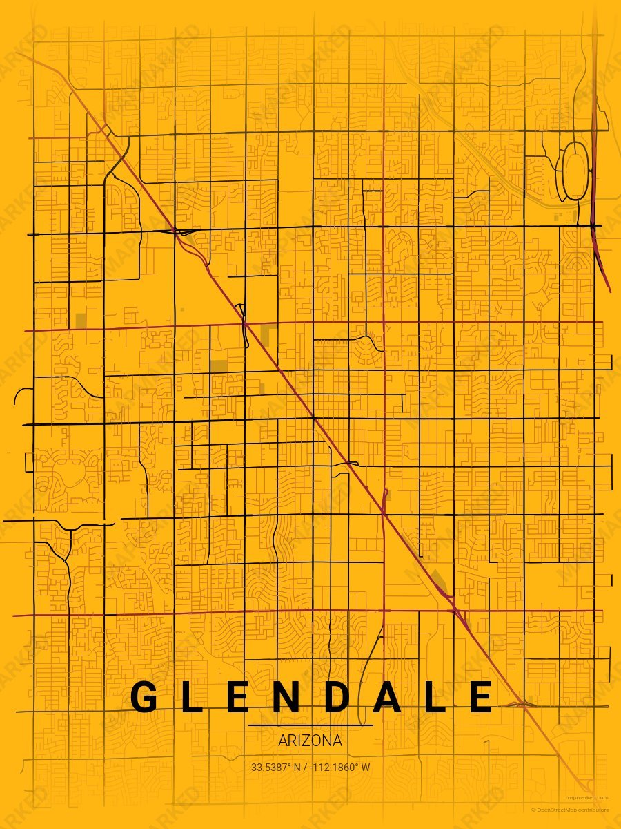 Yellow, Crimson & Black Contrast style sample on Glendale