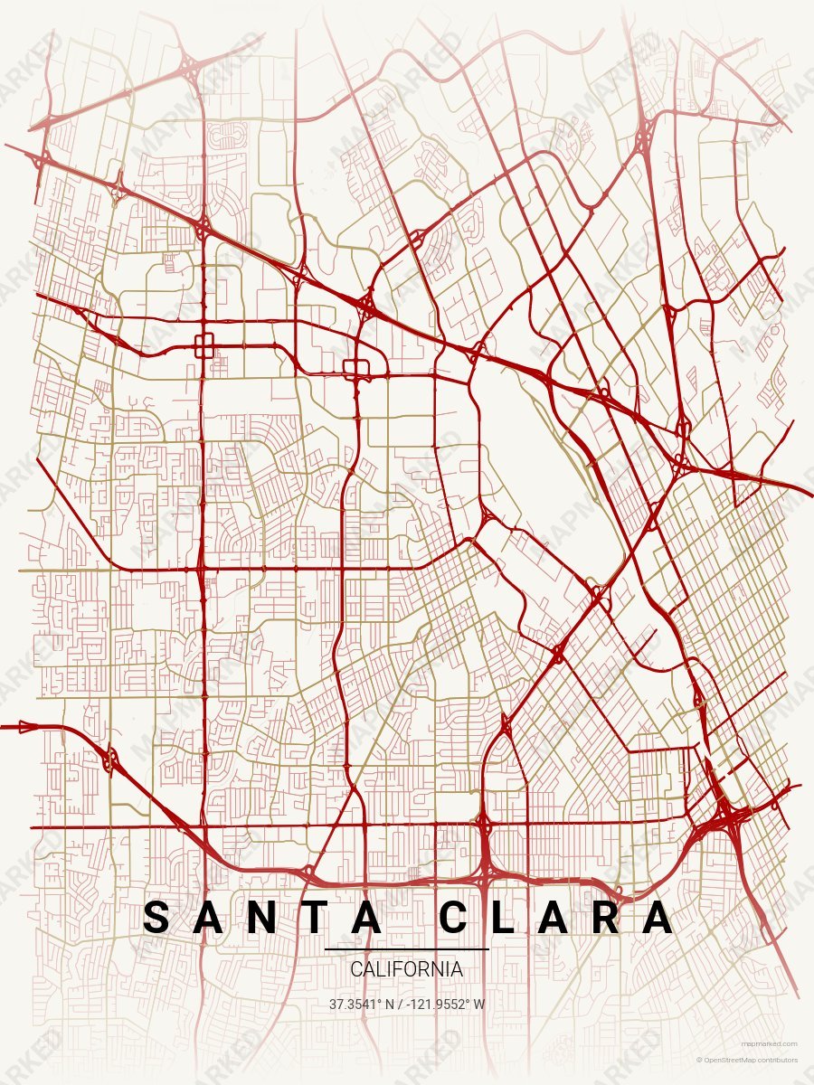 Cream & Red Signature style sample on Santa Clara