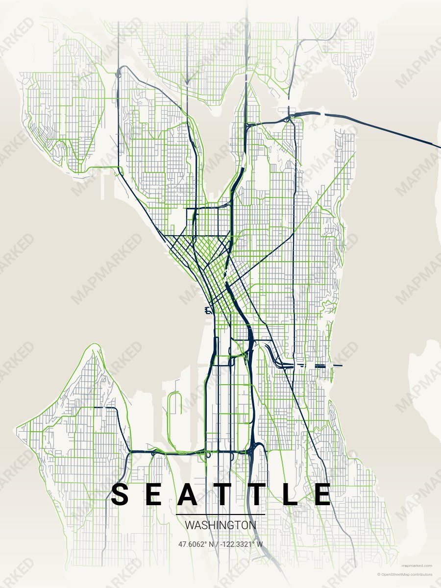 Cream, Navy & Green Heritage style sample on Seattle
