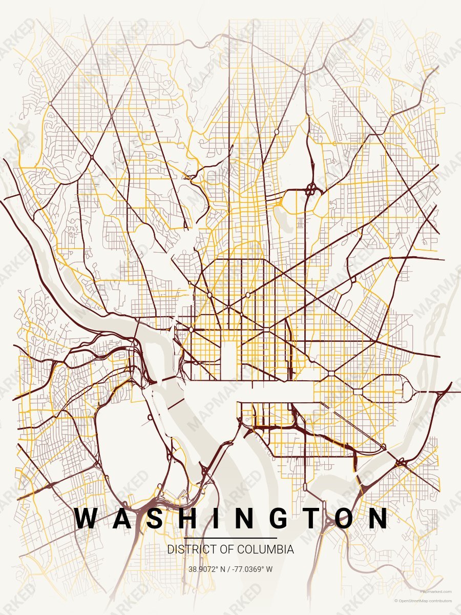 Cream & Burgundy Nova style sample on Washington District Of Columbia