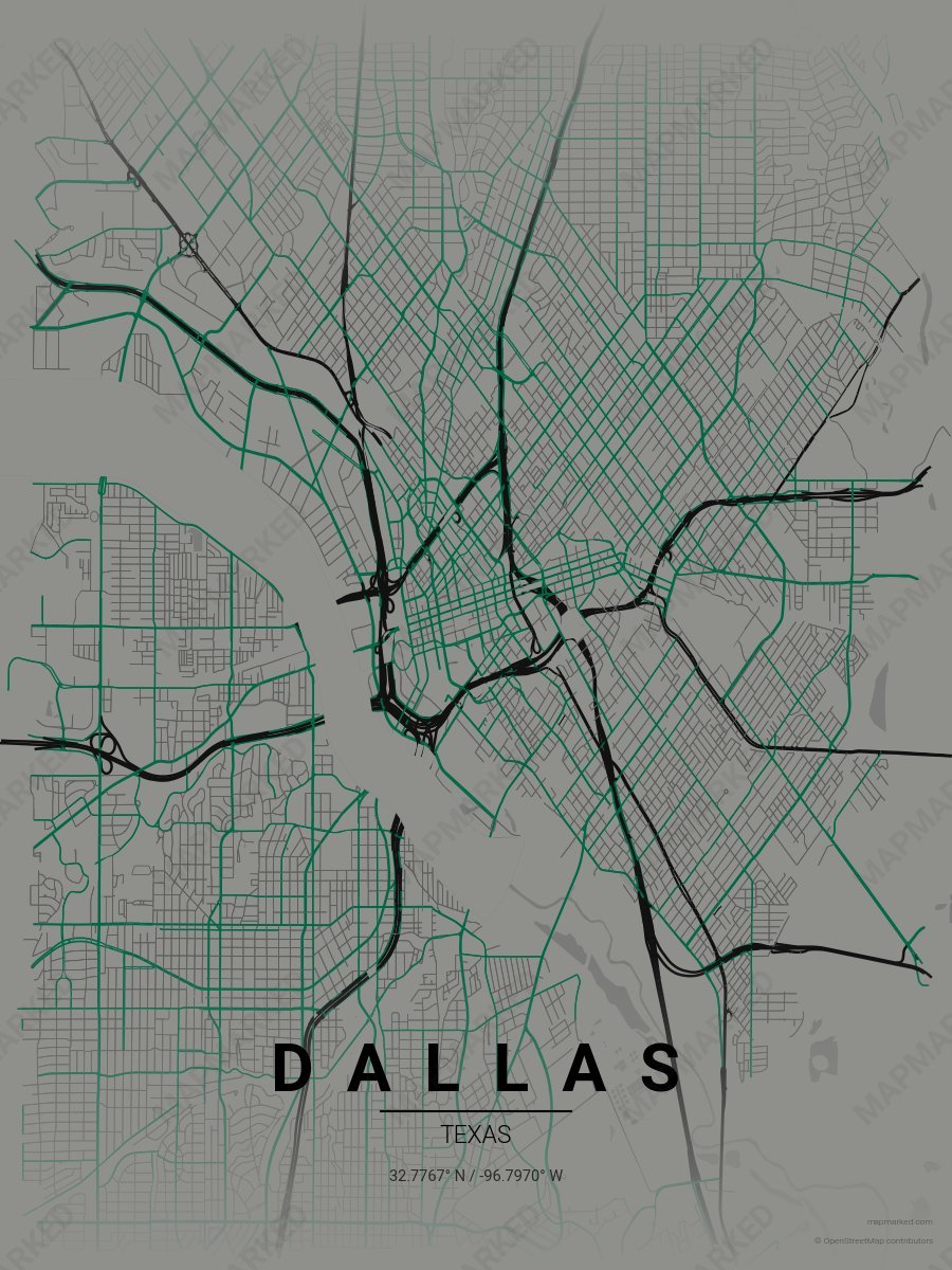 Silver, Black & Green Heritage style sample on Dallas
