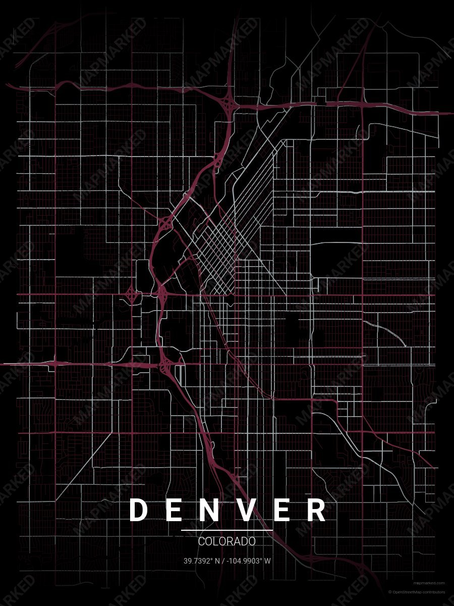 Black, Burgundy & Silver Icon style sample on Denver
