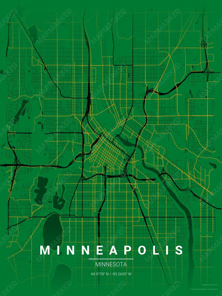 Green, Black & Gold Icon style sample on Minneapolis