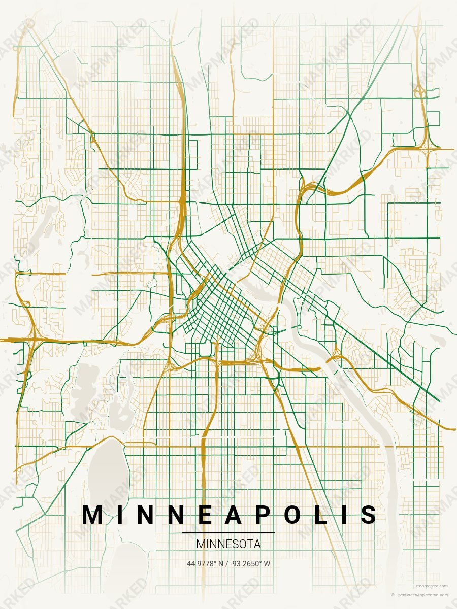 Cream, Gold & Green Loft style sample on Minneapolis