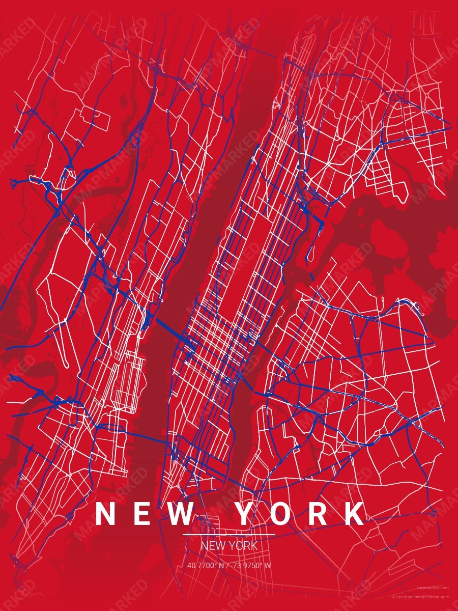 Red, Blue & White Heritage style sample on New York New