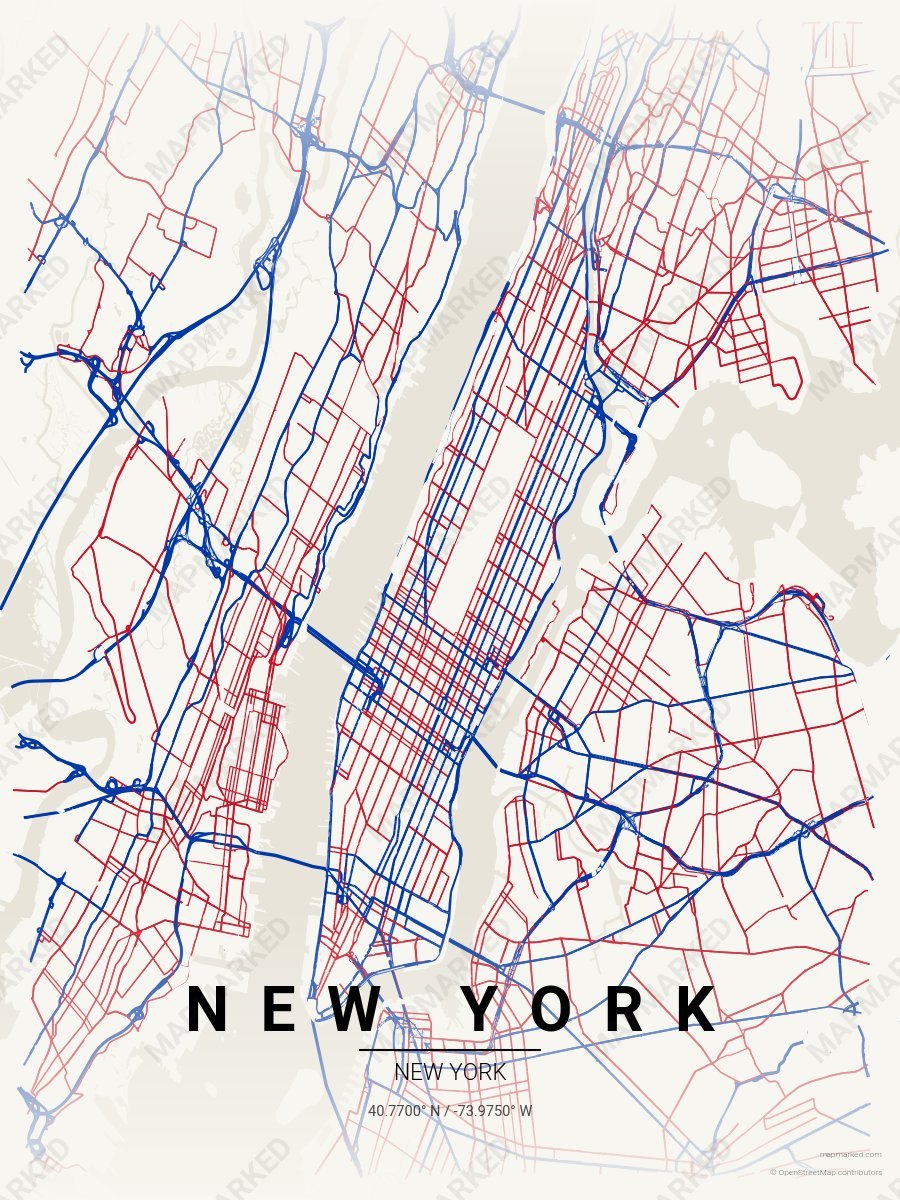 White, Blue & Red Craft style sample on New York New