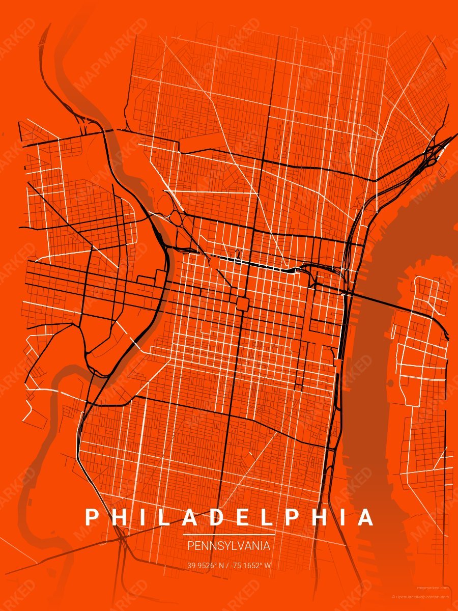 Orange, Black & White Aura style sample on Philadelphia
