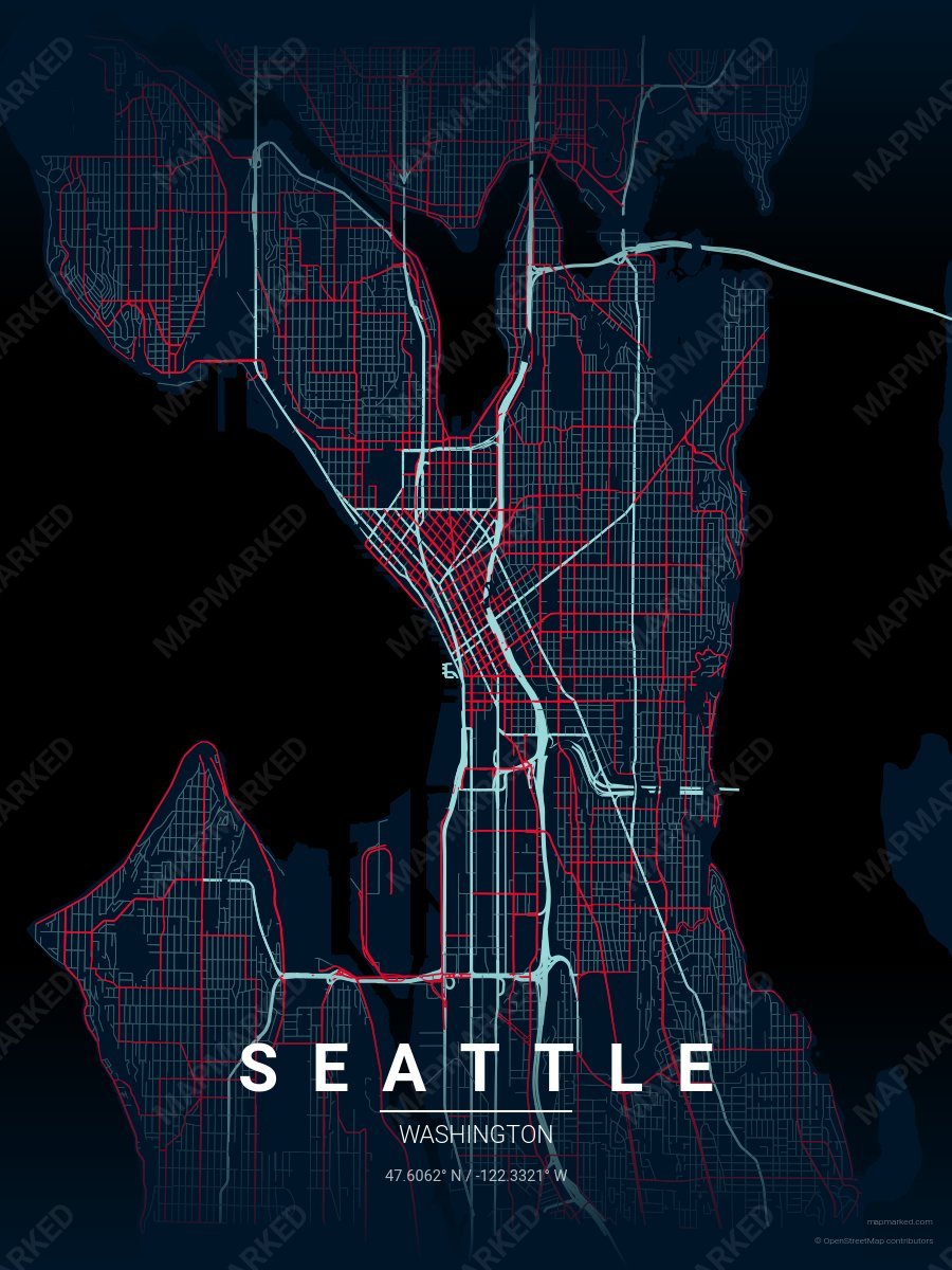 Blue, Blue & Red Signature style sample on Seattle