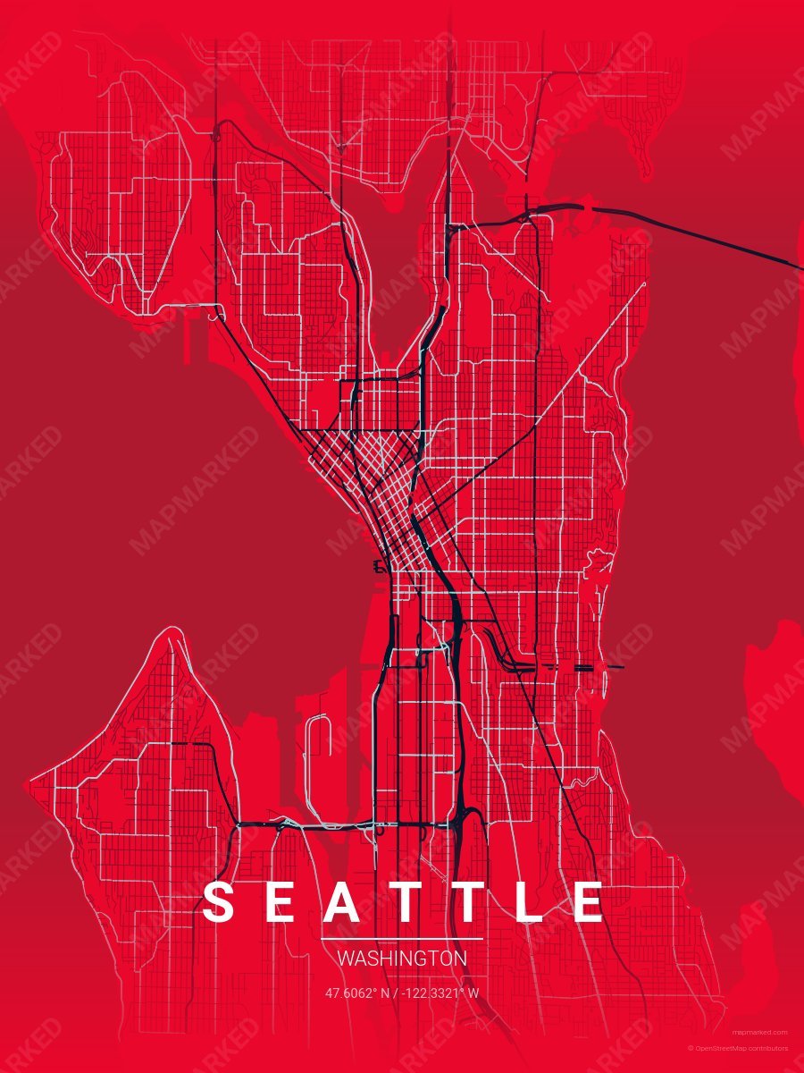 Red & Blue Verve style sample on Seattle